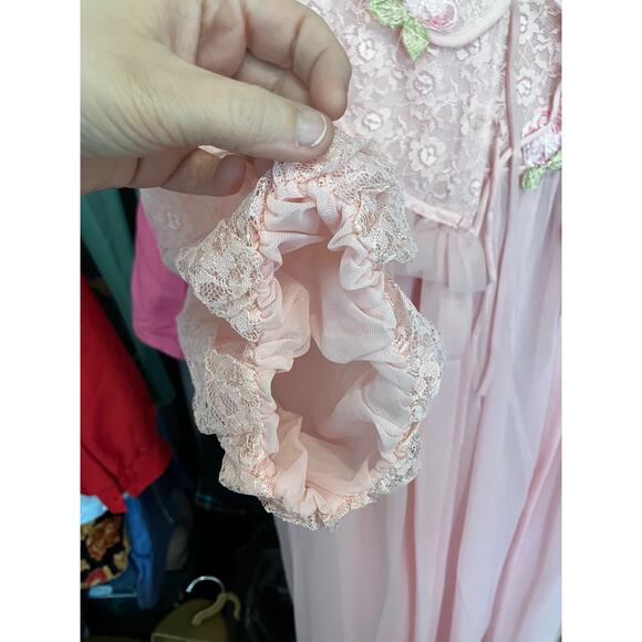 Vintage Pink Lace Nightgown Dress Coquette Cottagecore Lolita - Picture 14 of 16